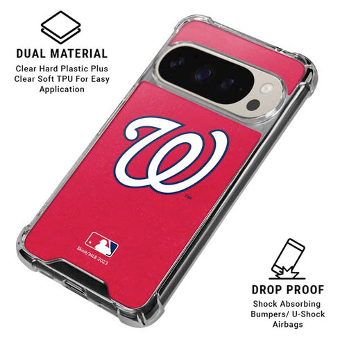 MLB Washington Nationals - Solid Distressed Pixel 9/9 Pro Clear Case
